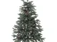 Albero di Natale con Neve Artificiale con Pigne e Bacche Rosse 120 cm