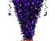 Albero di Natale artificiale illuminato 180 cm sottosopra, albero di Halloween nero con lu...