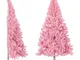 Albero di Natale Artificiale a Met� con Supporto Rosa 180cm pvc - Vidaxl