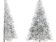 Albero di Natale a Met� con Supporto Argento 210 cm pet - Vidaxl