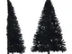 Albero di Natale Artificiale a Met� con Base Nero 180 cm pvc - Vidaxl