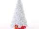 Albero di Natale bianco neve artificiale 210cm rami finti in pvc Aspen