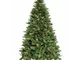 Albero di Natale folto artificiale realistico truman altezza 180 cm con pigne bacche pe+pv...