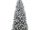 Albero di natale innevato bianco alaska slim cm240 apertura ad ombrello artificiale folto...