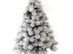 Albero di natale innevato con tronco legno artificiale bianco folto cm 180 210 230 270 dec...