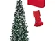 Totò Piccinni - Albero di Natale Artificiale noel Verde slim Punte innnevate e pigne, Folt...