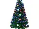 Albero di Natale Verde pvc con Stella di Natale e Luci Colorati a Fibre Ottiche Cambiament...