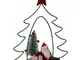 Giordanoshop - Albero metallo con babbo natale resina rosso cm 21x9,5xh25,5