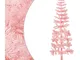 Albero Natale Artificiale Sottile a Met� e Supporto Rosa 120 cm - Vidaxl