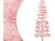 Albero Natale Artificiale Sottile a Met� e Supporto Rosa 150 cm - Vidaxl