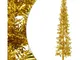 Albero Natale Artificiale Sottile a Met� con Supporto Oro 240cm - Vidaxl