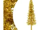 Albero Natale Artificiale Sottile a Met� con Supporto Oro 120cm - Vidaxl