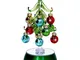 Vacchetti - Albero di natale in vetro verde con palle h 19 decorazione led