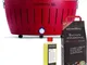 Barbecue Rosso xl con Batterie e Cavo di Alimentazione usb + 2.5Kg di Carbonella di Faggio...