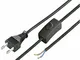 Cavo alimentazione 150cm spina+interruttore cordone filo x lampadina abat jour pezzi per c...