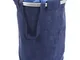  - Cesta borsa portabiancheria 750 tessuto a coste maniglie 65l blu - blue