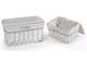 Ceste bianche rettangolari in tessuto con scritta home set 2PZ con coperchio