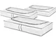 Set di 3 Custodie salvaspazio extra piatte sottoletto, Antipolvere, Bianco, Polipropilene...