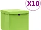 Contenitori con Coperchi 10 pz 28x28x28 cm Verde Vidaxl 7020