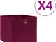 Vidaxl - Contenitori 4 pz in Tessuto non Tessuto 28x28x28 cm Rosso Scuro