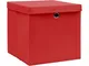 Contenitori con Coperchi 10 pz 28x28x28 cm Rosso vidaXL