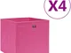 Vidaxl - Contenitori 4 pz in Tessuto non Tessuto 28x28x28 cm Rosa