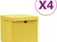 Vidaxl - Contenitori con Coperchi 4 pz 28x28x28 cm Giallo