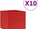 Contenitori 10 pz in Tessuto non Tessuto 28x28x28 cm Rosso - Vidaxl