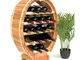 Scaffale Vini Botte-Vino per 18 Bottiglie verniciatura Naturale Botte Supporto Bottiglie P...