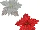 Decorazioni natalizie addobbi per Albero di Natale Fiore Stella Bianco Rosso ghirlande cas...