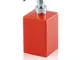 Dispenser - dosatore di sapone quadrato da appoggio in ceramica e ottone cromato - accesso...