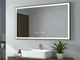 Emke - Specchio bagno con luce, 120 x 70 cm, luce neutra, specchio bagno led con bordo ner...