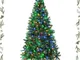  Albero di Natale Illuminato 210 cm, 350 Luci Incorporate Colorate, 1006 Rami Folti in PVC...