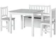 Homcom - Set Tavolino per Bambini 2 Seggiole e Cassapanca in Legno Bianco e Grigio