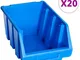 Contenitori di Stoccaggio Impilabili 20 pz Blu in Plastica VD35552 - Hommoo