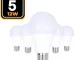 5 lampadine ad alta luminosità E27 12W 4500K bianco neutro