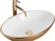 Lavabo da appoggio Rea Pamela Gold White - Bianco / oro