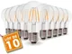 Lotto di 10 lampadine a led E27 6W Filamento eq. 54W bianco caldo 2700K