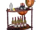 Mappamondo Bar con Ruote Mobili Porta Liquori Minibar Portabottiglie, 88 x 70 x 45 cm - Co...