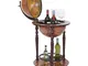 Mini bar portabottiglie carrello con ruote mappamondo decorativo  7234 elegante