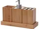 Non utilizzato] Set accessori da bagno  733 4 pezzi legno bambu e metallo - beige