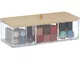 Organizer Trucchi, 3 Scomparti Make-Up, Bambù e Plastica, 7,5x23x9,5 cm Portatrucchi, Tras...