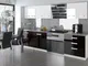 Hucoco - otello Cucina Completa Modulare + Lineare l 180cm 6 pz Piano di lavoro incluso Se...