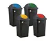  - Bidone multipat con bascula lt.60 - cm.39x39x68h. - nero/giallo