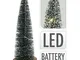 Pinetto con luci led e base in legno H35CM albero di natale addobbi