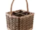 Portabottiglie quadrato in vimini grezzo per 4 bottiglie 25 x 25 x 20 cm