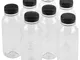 PrimeMatik - Bottiglie piccole di plastica PET riciclabili, quadrate e trasparenti 400mL,...