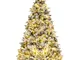 Albero di Natale 140CM/180CM, Alberi Di Natale Innevato con Luci led, Apertura Ombrello e...