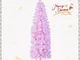  Albero di Natale Slim 180 cm, Albero di Natale Rosa con Luci Incorporate, Effetto Realist...