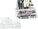 2x Organizer Make-Up con 4 Cassetti, Porta Trucchi, Rossetti e Smalti, Acrilico, Trasparen...